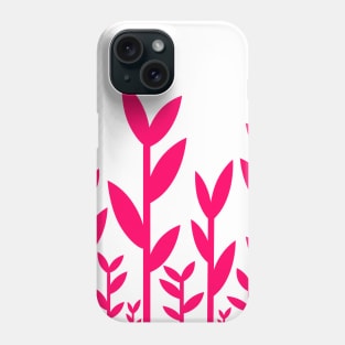 Pink leafy tree plant shoots pattern Phone Case