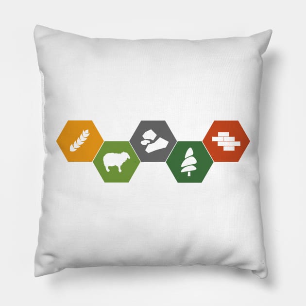 Settlers of Catan Minimalistic Colored Pillow by Meta Nugget