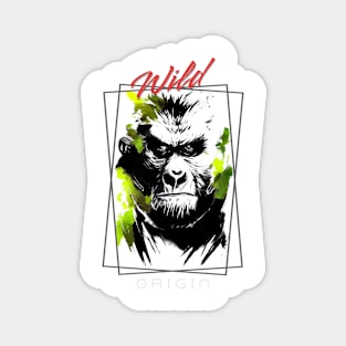 Gorilla Ape Wild Nature Free Spirit Art Brush Painting Magnet