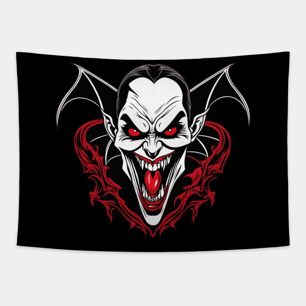 Scary vampire Halloween design Tapestry by Edgi