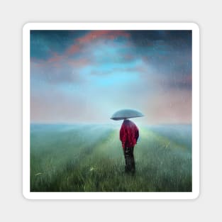 Lonely Mushroom on a Rainy Day Trippy Tee Magnet