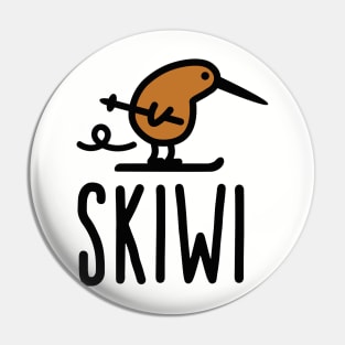 Skiwi funny kiwi New Zealand bird cartoon Pin