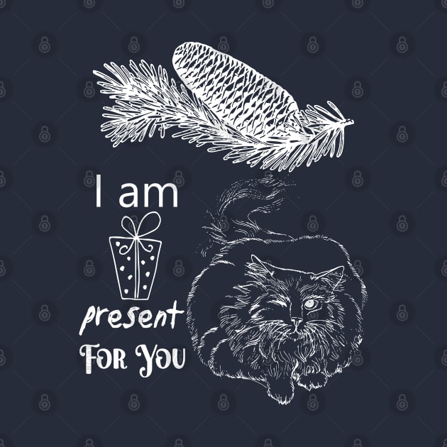 Christmas Funny Gift with Cat Illustration by Biophilia