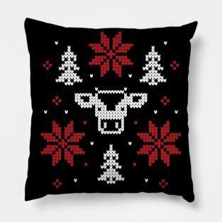 Moo-ry Christmas: Cow Ugly Sweater Pillow