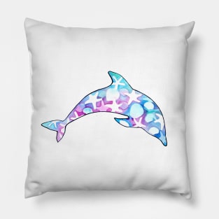 Dolphin Watercolor with Starfish and Seashells in pastel Pillow