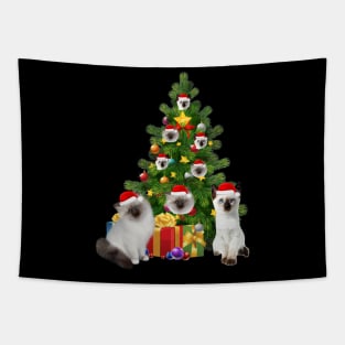 Siamese Cat Christmas Tree T-Shirt Tapestry