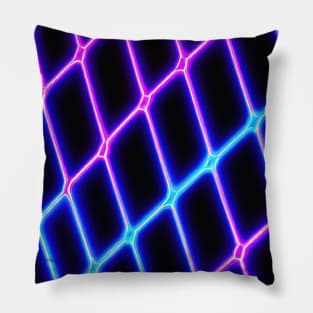 Laser futuristic shapes on a dark background. Abstract dark background with neon glow Pillow