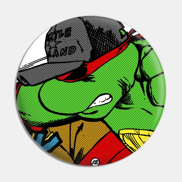 Raph punching Hitler (Black Tees) Pin by swgpodcast