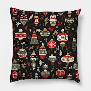 Vintage Christmas Baubles Pillow