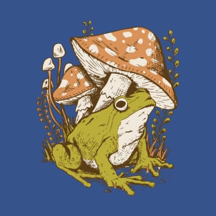 Cottagecore Aesthetic Mushrooms and Frog T-Shirt