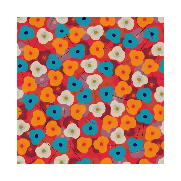 Red Poppy Floral Pattern by FloralPatterns