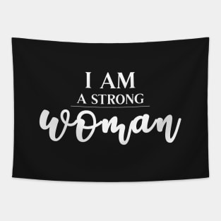 I Am A Strong Woman - White on Black Tapestry