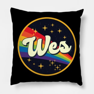 Wes // Rainbow In Space Vintage Style Pillow