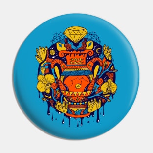 Orange Blue Mystic Aquarius Vase Pin