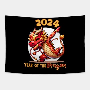 Year of the Dragon 2024 New Year Dabbing Chinese Zodiac Tapestry