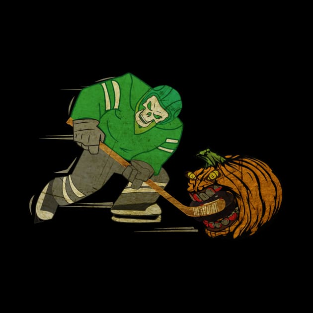 Skeleton Ice Hockey Pumpkin by SpacemanTees