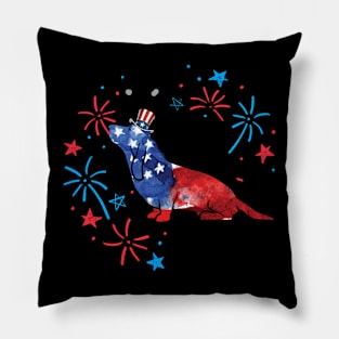 Basset Hound Uncle Sam Hat 4Th Of July Pillow