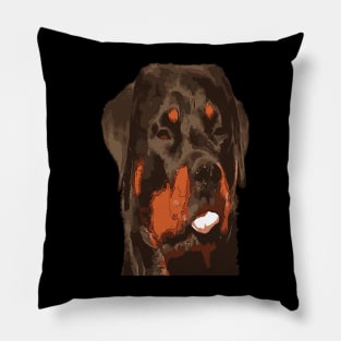 Cartoon Style Nerdy Rottie Sticking Tongue Out Pillow