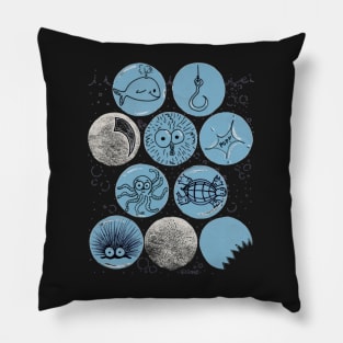 Cute Sea Animals Floating in Bubbles Pillow