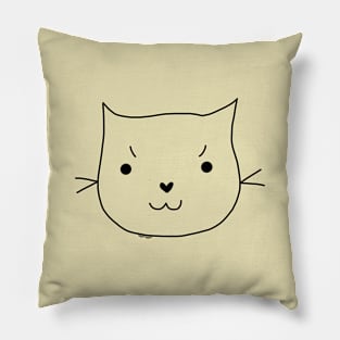 Determined Cartoon Cat (Black) Pillow