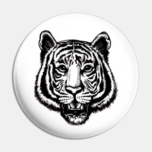 Black and White Tiger Face Pin