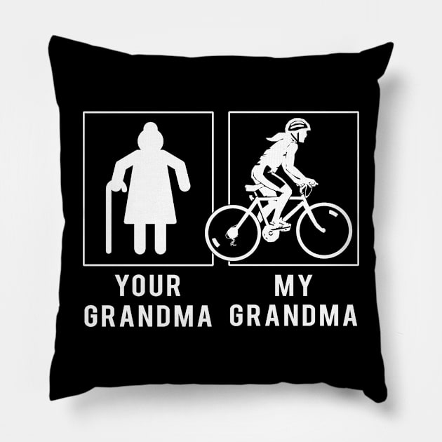 cycling your grandma my grandma tee for your grandson granddaughter Pillow by MKGift