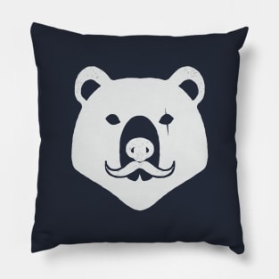 The Bear Head with Mustache (White Version) Pillow