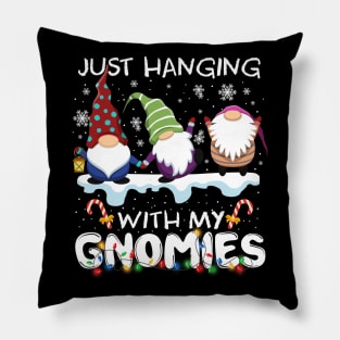 Just Hanging With My Gnomies cute Santa Gnome Tree light Candy Cane Snowflake Funny Christmas Gifts Pillow