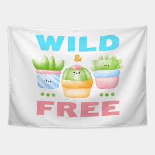 Wild & Free Watercolor Cacti and Succulents Potted Plants | Perfect for Cactus Lover & Succulent Lover Tapestry