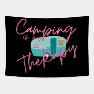 Camping is my Therapy Pink Design Tapestry