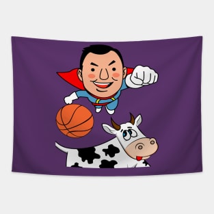 Toony Crew Basketball Squad Warmup Jersey (Superhero & Cowz Mashup Edition) Tapestry