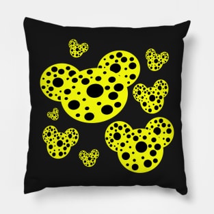 yellow and black polka dot design Pillow