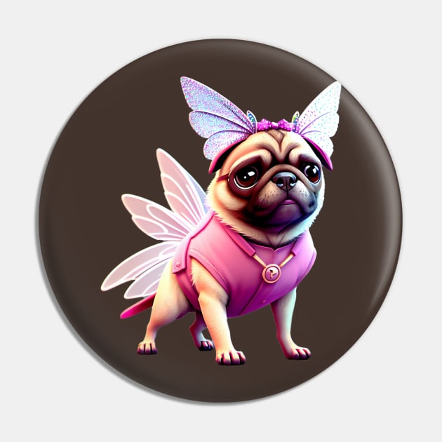 Cute Pug in Pink Fairy Costume - Adorable Dog in Whimsical Pink Fairy Outfit Pin by fur-niche