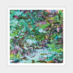 Magic Garden Flow - Colorful Paint Pour/ Fluid Art - Unique and Vibrant Abstract Acrylic Paintings for Art Prints, Canvas Prints, Wall Art, Mugs, Leggings, Phone Cases, Tapestries and More Magnet