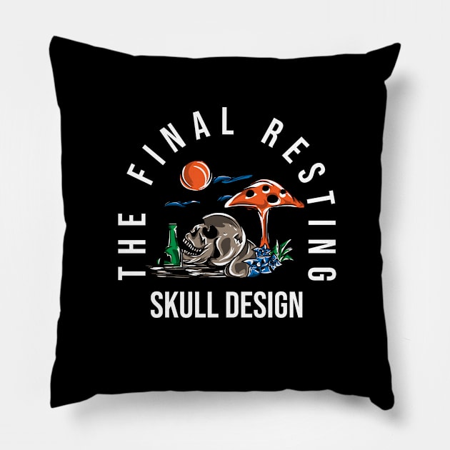 THE FINAL RESTING SKULL DESIGN Pillow by Modalaksi