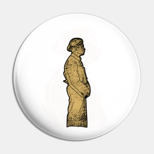 Scratched Metal pattern of person in traditional dress Pin