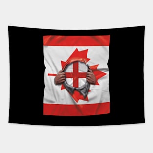 England Flag Canadian Flag Ripped - Gift for English From England Tapestry