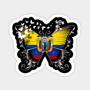 Ecuador Flag Butterfly Magnet