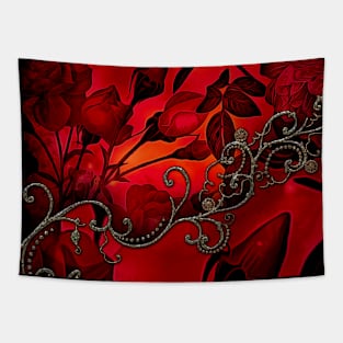 Wonderful dark red roses Tapestry