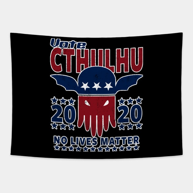 VOTE CTHULHU 2020 - CTHULHU AND LOVECRAFT Tapestry by Tshirt Samurai