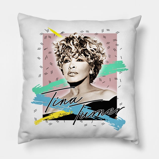 Tina Turner 1980s Style Retro Fan Art Design Pillow by DankFutura