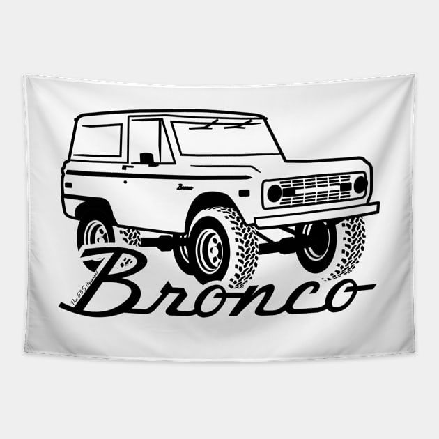 1966-1977 Ford Bronco Black Print w/tires Tapestry by The OBS Apparel