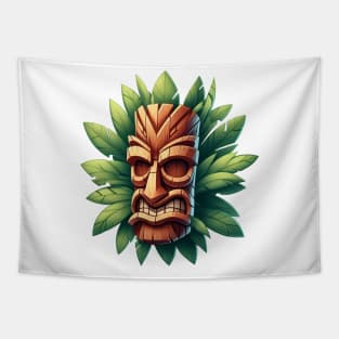 Tiki Mask Illustration Tapestry