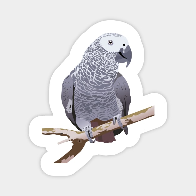 African Grey Parrot Magnet by NorseTech