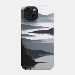 Flat Lineart - Grayscale Lake Phone Case