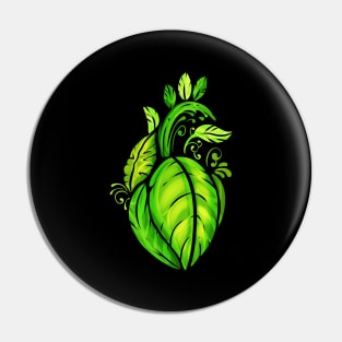 Heart Of Green Leaves - Vegetarian - Go Vegan Pin