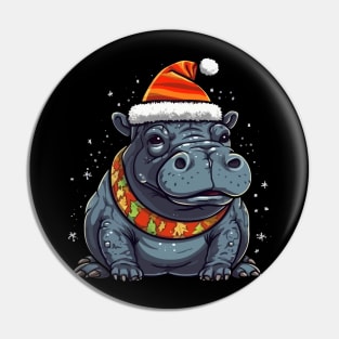 Hippo Christmas Pin