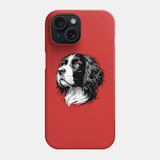 Stunning and Cool English Springer Spaniel Monochrome and Gold Portrait for Father's Day Phone Case