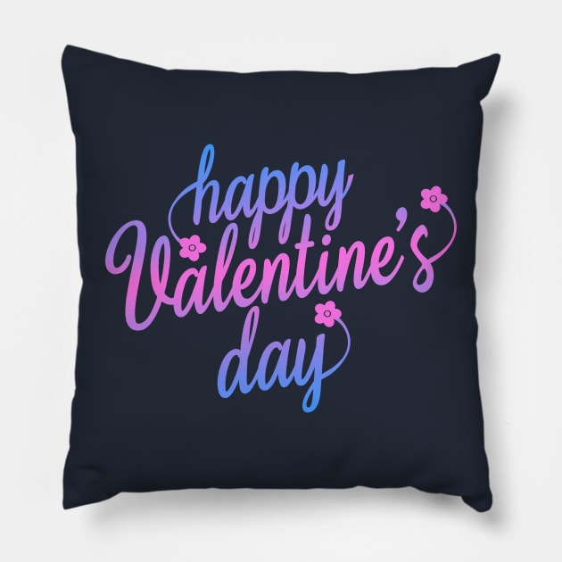 Cute Happy Valentine's Day Calligraphy Greeting Pillow by Jasmine Anderson