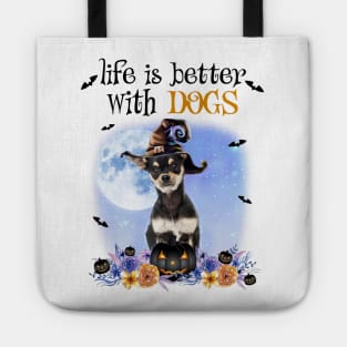 Chihuahua Witch Hat Life Is Better With Dogs Halloween Tote